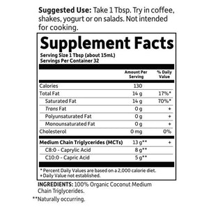 Garden of Life Dr. Formulated Brain Health Organic Coconut MCT Oil Liquid