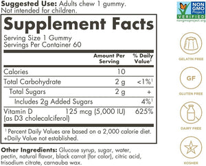 Solgar Vitamin D3 Gummies for Adults 5,000IU Ultra Potency