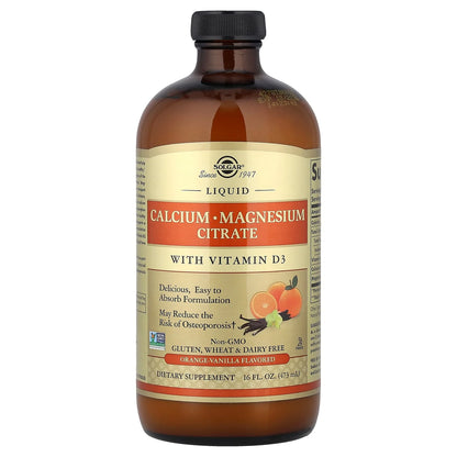 Solgar, Liquid Calcium Magnesium Citrate with Vitamin D3