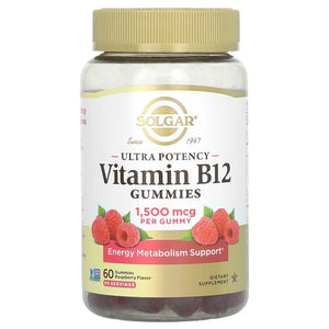 Solgar Ultra Potency Vitamin B12 Gummies, Raspberry, 1,500 mcg