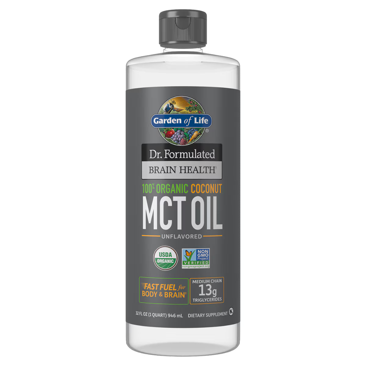 Garden of Life Dr. Formulated Brain Health Organic Coconut MCT Oil Liquid